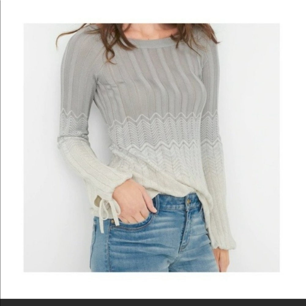 White House Black Market Ombre Chevron Tie Cuff Sweater